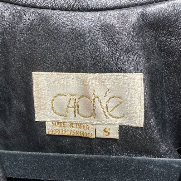Cache Black Leather Jacket Size Small - Picture 2 of 9